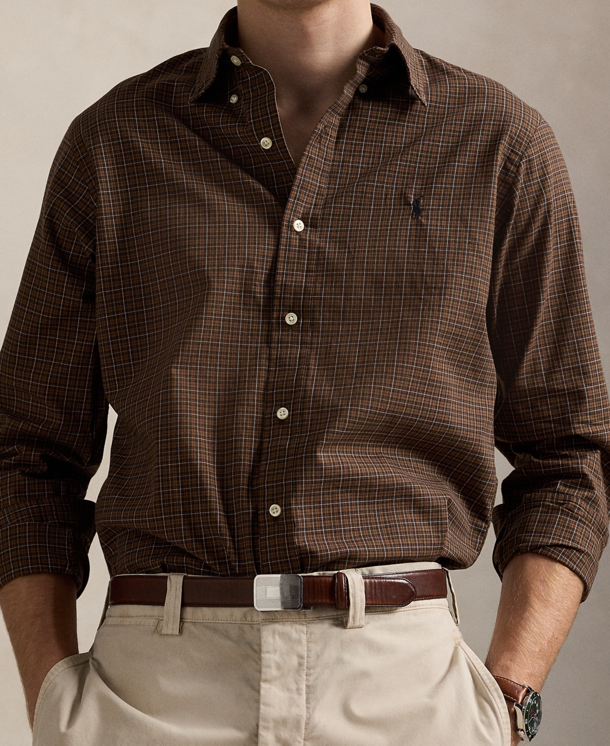Polo Ralph Lauren Men's Classic-fit Plaid Twill Shirt In Brown