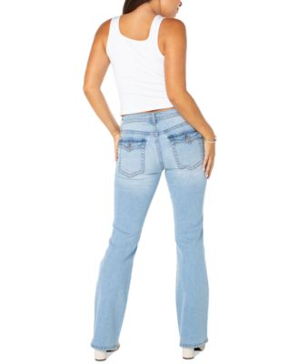 Juniors' Low-Rise Extended-Tab Bootcut Jeans