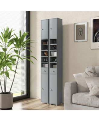 Freestanding Slim Bathroom Cabinet with Drawer and Adjustable Shelves