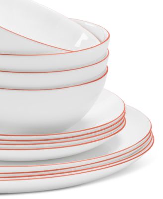 Opal Glass Rust Rim 12 Pc. Dinnerware Set, Service for 4, Exclusively at Macy's