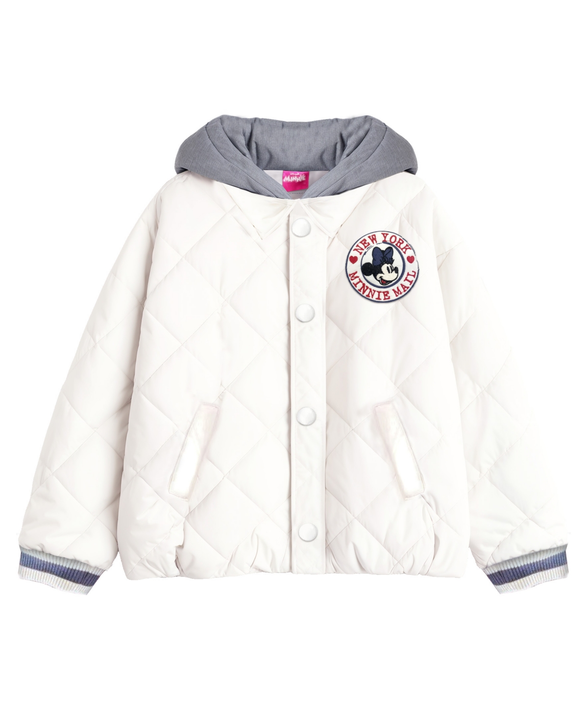 Disney Toddler And Little Girls Minnie New York Quilted Bomber Jacket In Gray
