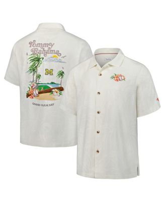 Tommy Bahama - Men's White Michigan Wolverines Grand Slam Bay Camp Button-Up Shirt