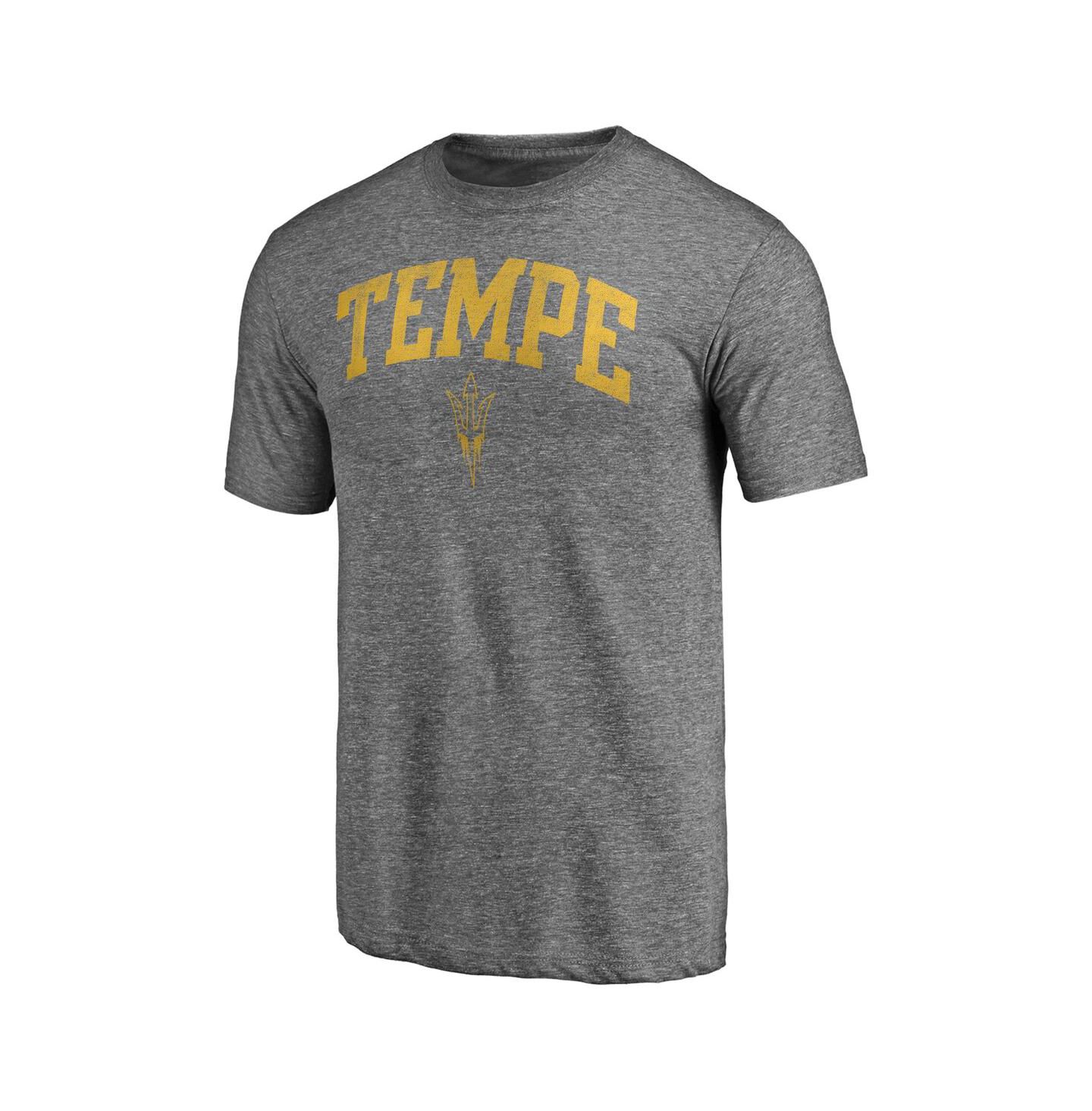Мужская футболка Fanatics Mto Label Heather Gray Arizona State Sun Devils Arched City Tri-Blend — фото 2