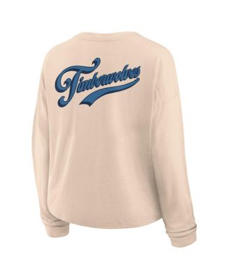 Women's&nbsp;Natural Minnesota Timberwolves Boxed Out Drop Fashion Long Sleeve T-Shirt