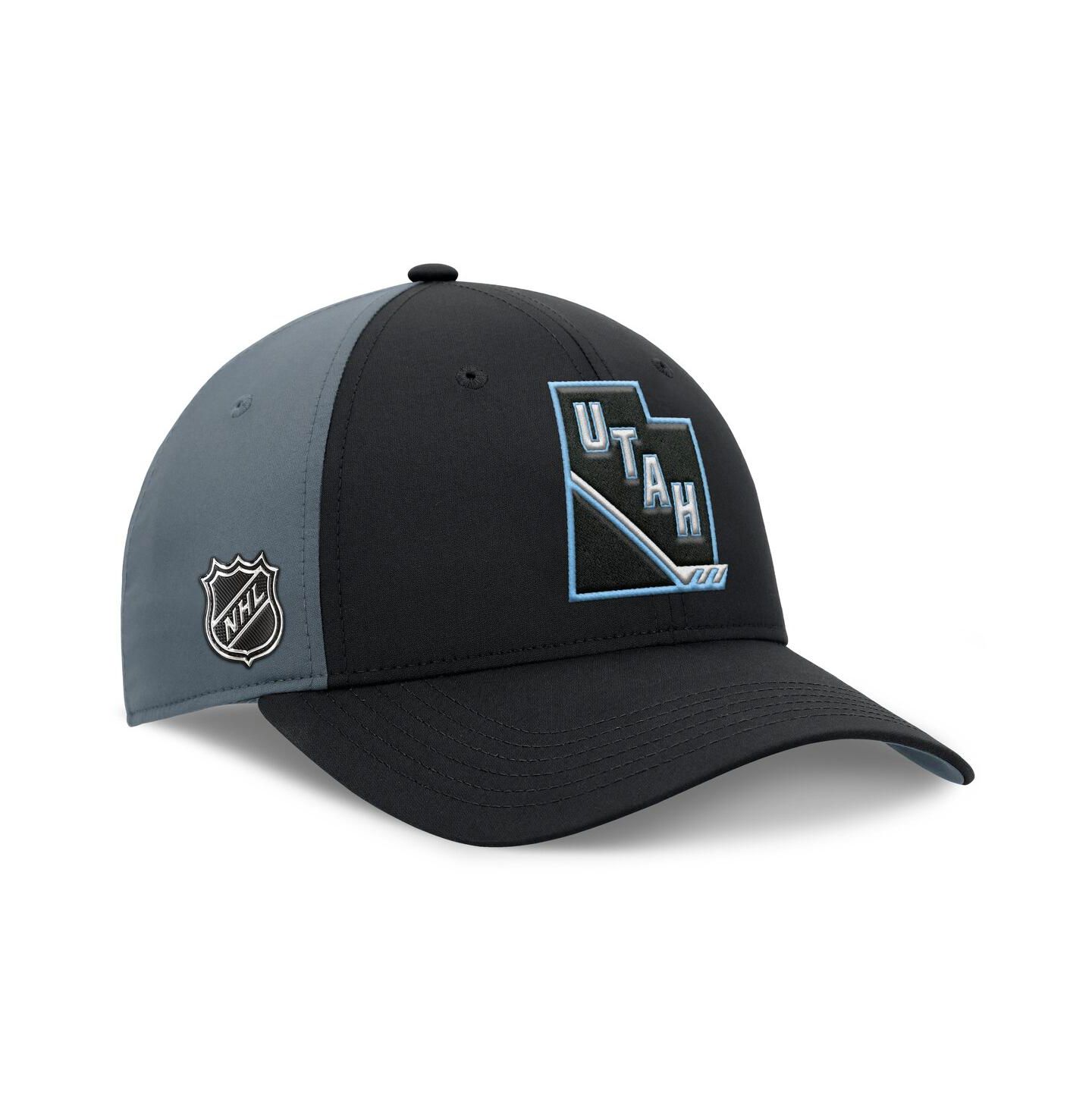 Мужская кепка Fanatics Black/Charcoal Utah Mammoth Utah Badge Adjustable Hat — фото 1