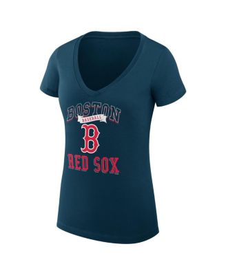 Women's Navy Boston Red Sox Team Logo Graphic V-Neck Fitted T-Shirt