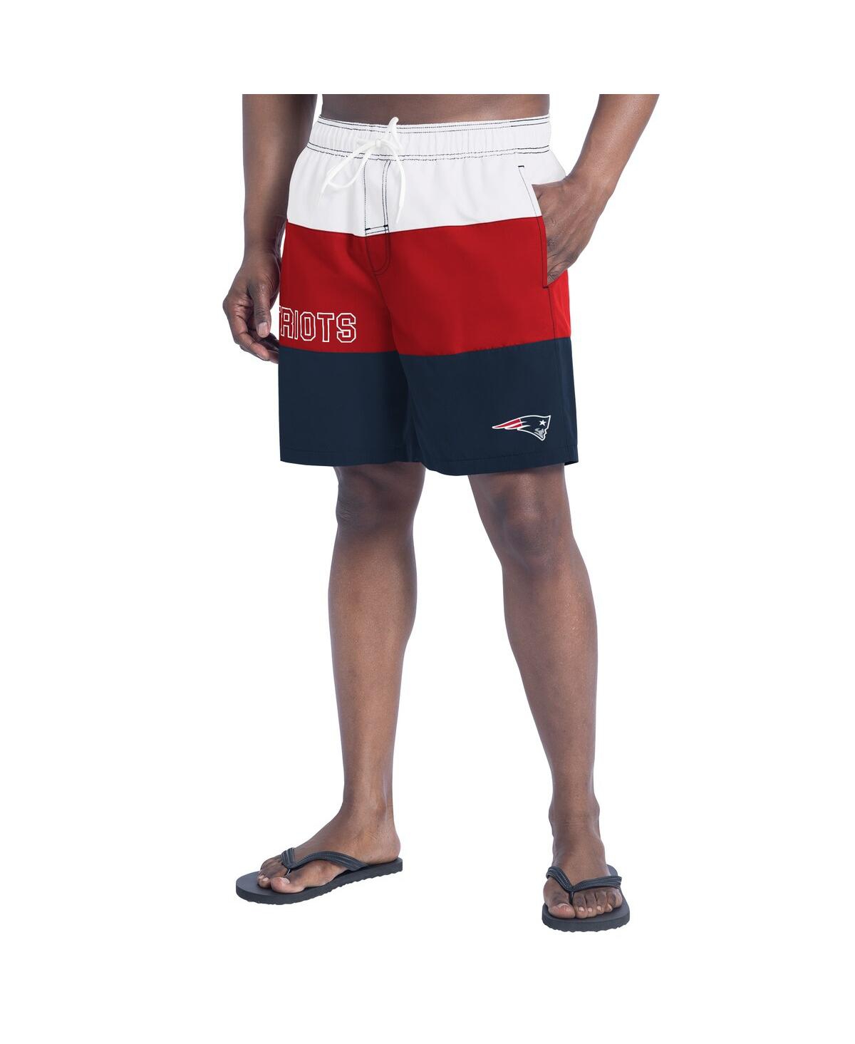 Men's Navy/Red New England Patriots Sunrise Volley Swim Shorts - Navy, Red