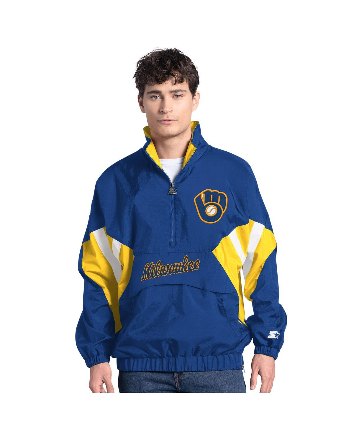 Men's Royal Milwaukee Brewers Cooperstown Chief Half-Zip Pullover Hoodie - Royal