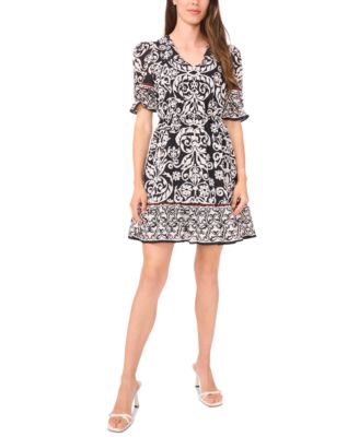 Women's Printed Ruffled-Hem A-Line Dress