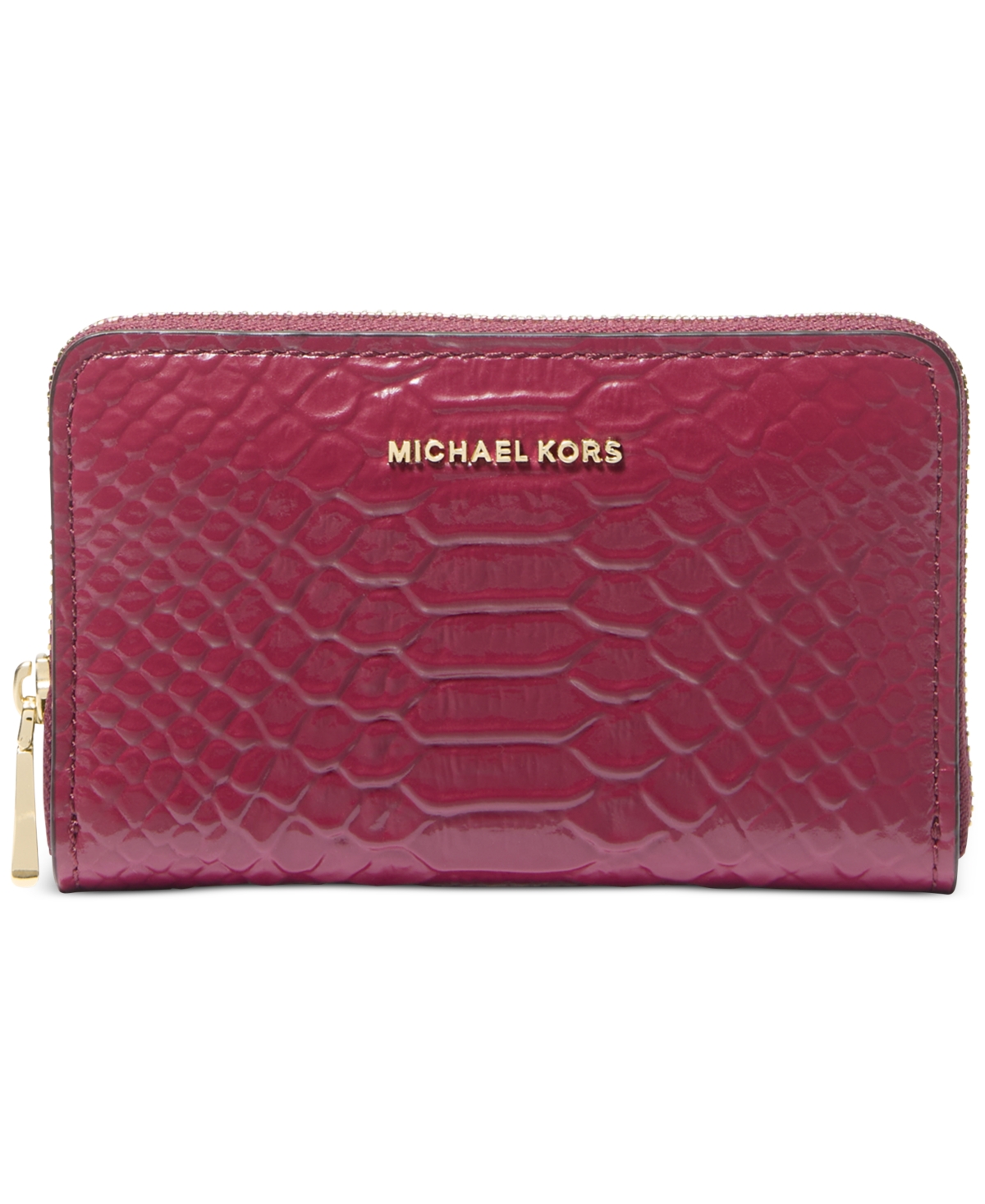 Michael Kors Michael  Jet Set Small Leather Zip Around Card Case In Purple