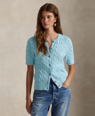 Polo Ralph Lauren - Women's Cable-Knit Cotton Short-Sleeve Cardigan