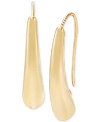 Polished Graduated Swoop Shape Bar Drop Earrings in 14K Gold