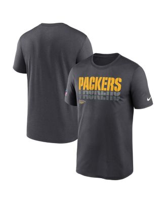 Nike - Men's Charcoal Green Bay Packers Wordmark Block Sideline Legend Performance T-Shirt