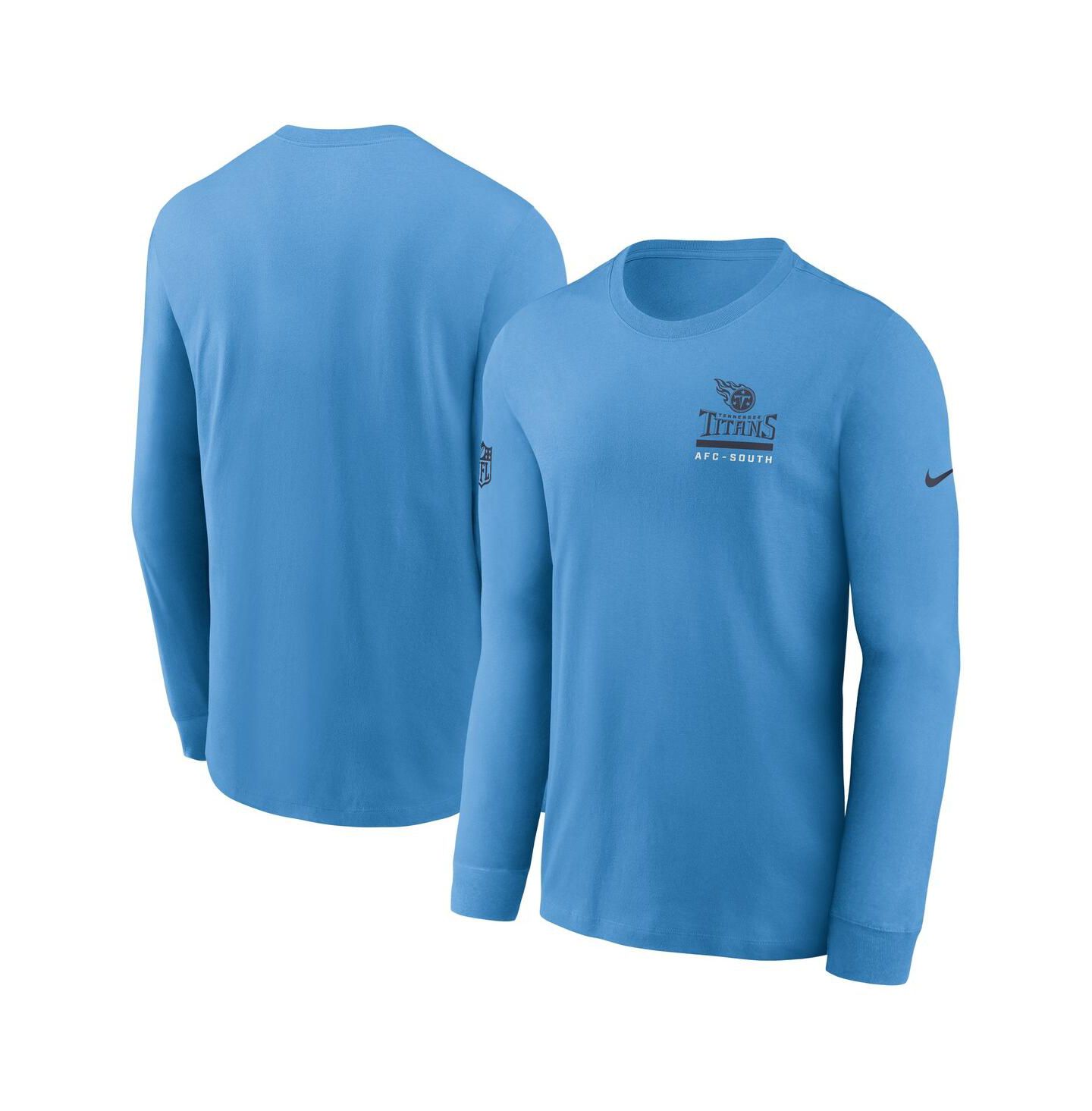 Мужская футболка Nike Light Blue Tennessee Titans Sideline Performance Long Sleeve — фото 1