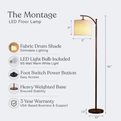 Montage 62" LED Arc Floor Lamp with Hanging Drum Shade