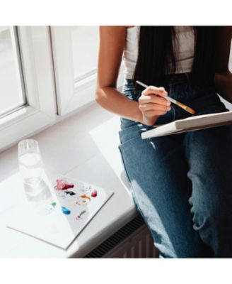 12 Color Acrylic Paint Set (2oz/60ml) - Matte Finish, With 10 Brushes and Painting Pallet