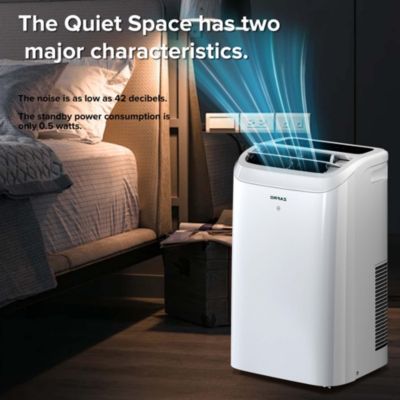 12,000 BTU Portable Air Conditioner, Quiet 44dB, Fast Cooling, WiFi Control, Dehumidifier, Fan, 24H Timer, Easy Setup for Home/Office