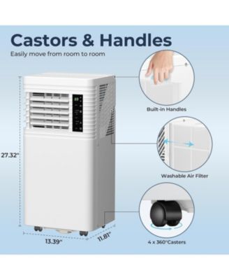 8000 BTU, Portable Air Conditioner for rooms up to 350 Sq. Ft with fan, dehumidifier, sleep mode, timer, LED display & remote.