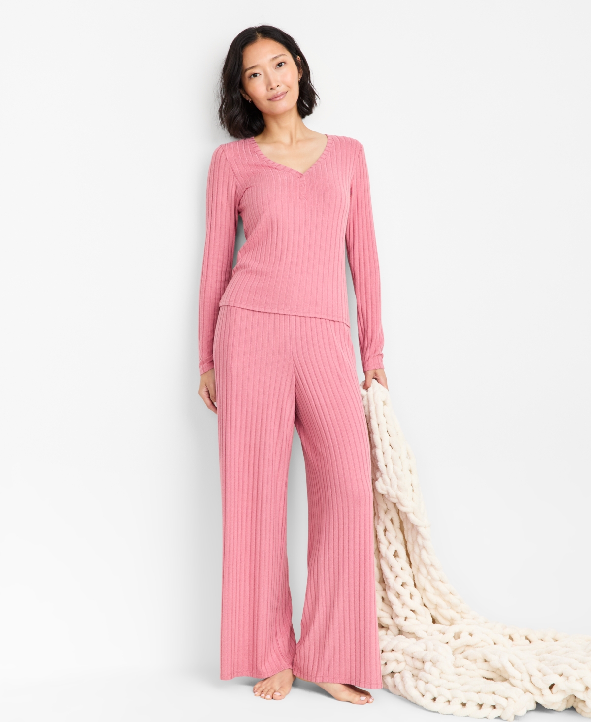 State Of Day Women's Soft Rib-knit Pajama Set, Xs-3x, Macy's Exclusive