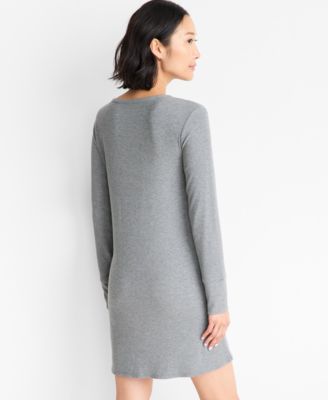 Women's Heather Rib-Knit Henley Sleepshirt