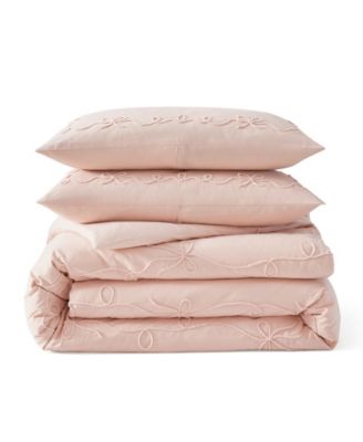 Sasha Bows Embroidered 3-Pc. Duvet Cover Set, Full/Queen