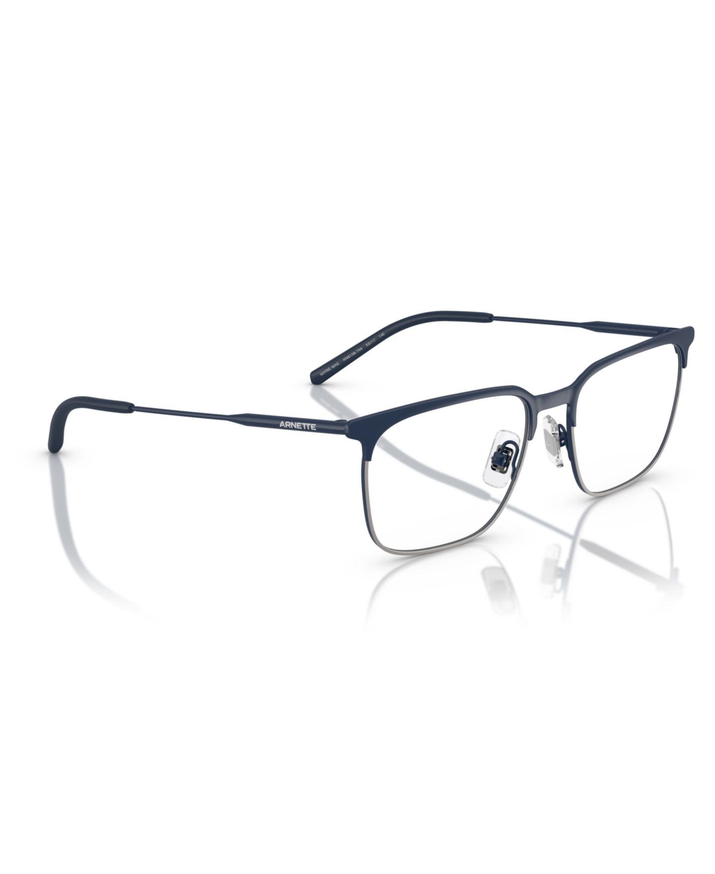 Мужские очки Arnette Man Rectangle Metal AN6136 Maybe Mae Eyeglasses, цвет: Матовый тёмный синий — фото 6