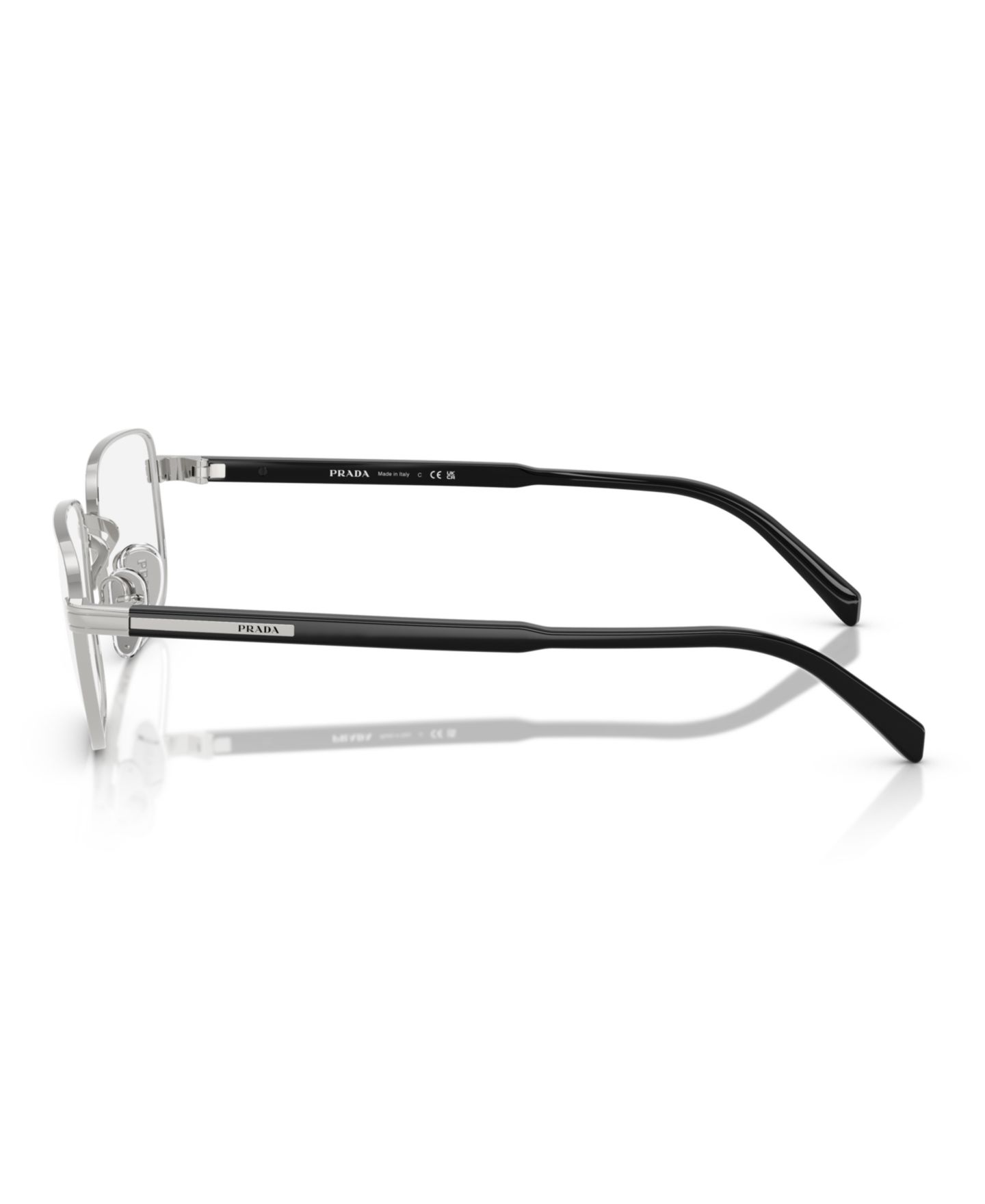 Мужские очки Prada Man Rectangle Metal PR B51V Eyeglasses, цвет: Серебряный — фото 3