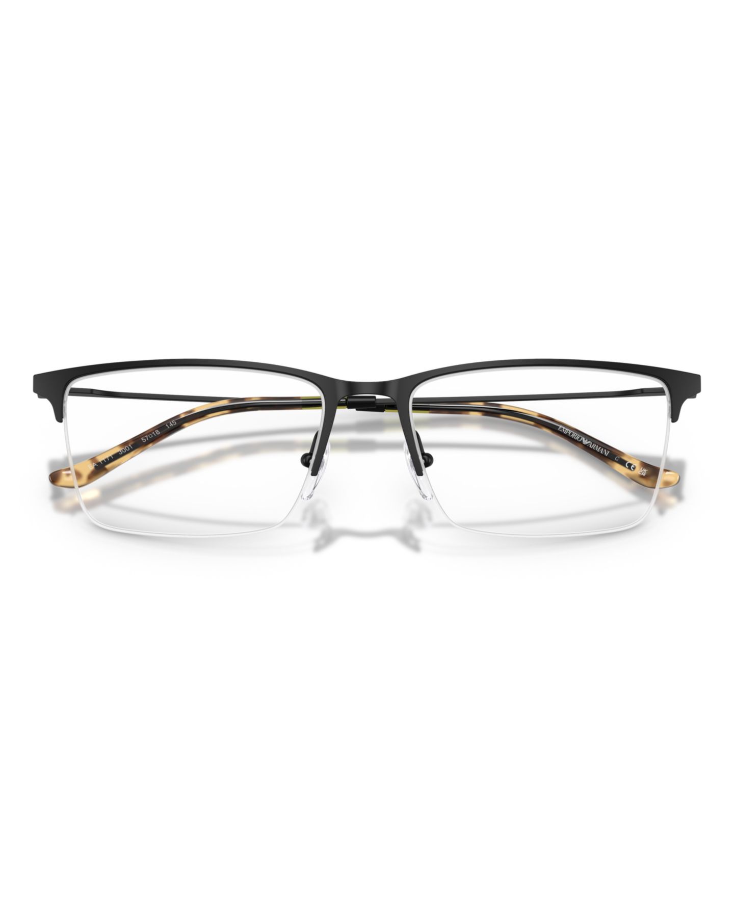 Мужские очки Emporio Armani Man Rectangle Metal EA1171 Eyeglasses, цвет: Матовый чёрный — фото 4