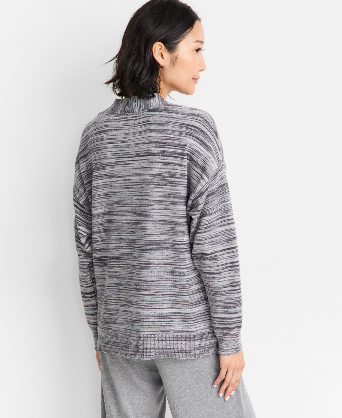 State Of Day Women's Multicolored Rib-knit Cardigan, Macy's Exclusive In Gray