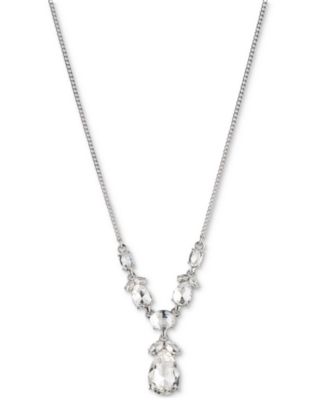 Givenchy - Silver-Tone Crystal Lariat Necklace, 16" + 3" extender