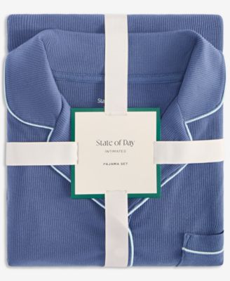 Women's 2-Pc. Packaged Ribbed Notched-Collar Pajamas Set XS-3X, Created for Macy's
