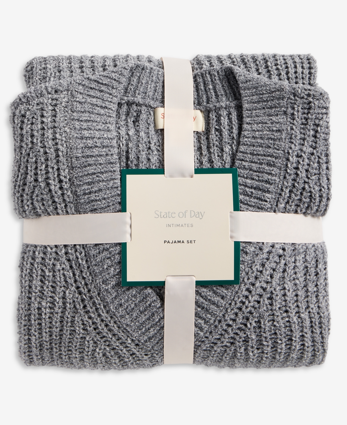 State Of Day Women's Chenille Sweater & Pant Set, Xs-3x, Macy's Exclusive In Gray