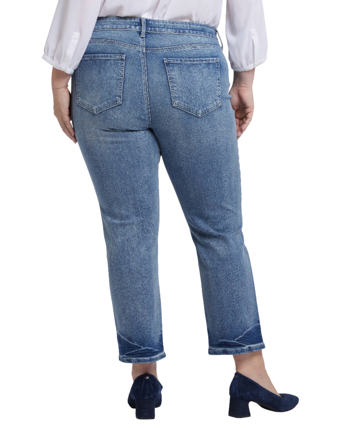 Nydj Plus Size Marilyn Ankle Straight Pull On Jeans In Blue