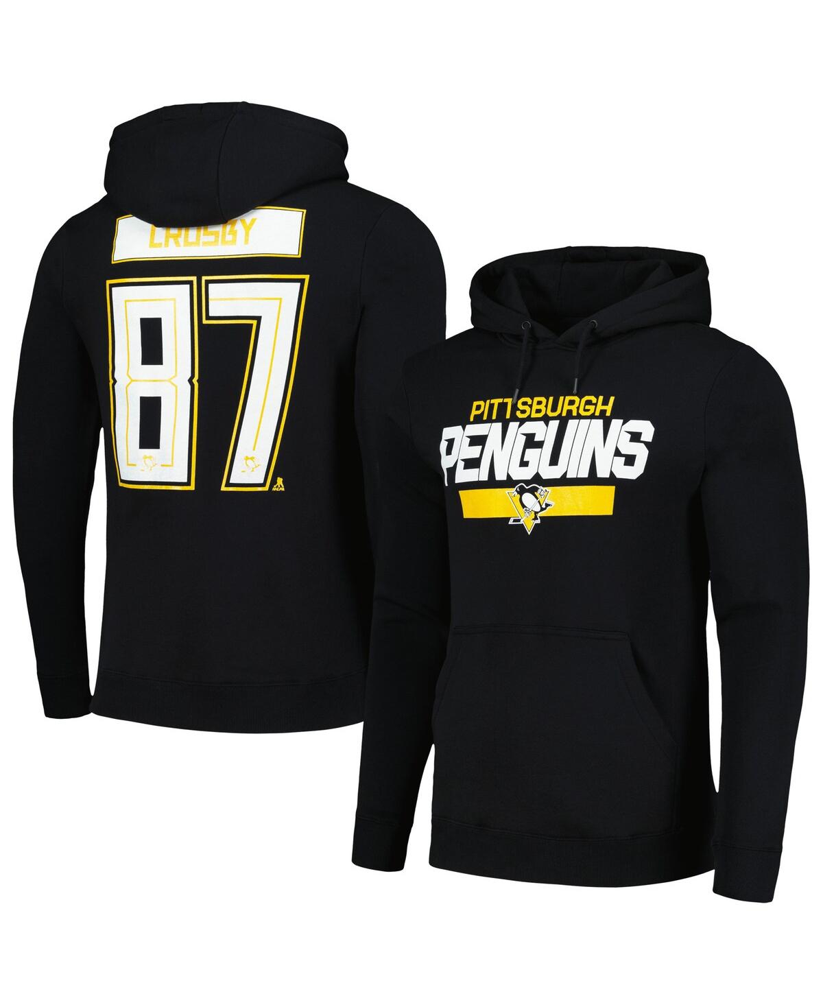 Men's Sidney Crosby Black Pittsburgh Penguins Podium Name Number Pullover Hoodie - Black