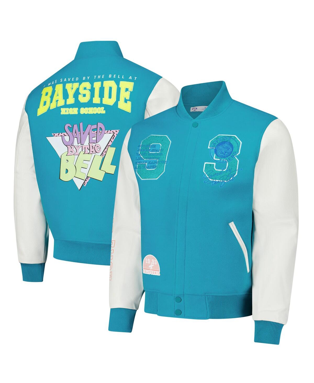 Men's Aqua Saved by the Bell Tigers Varsity Full-Snap Jacket - Aqua