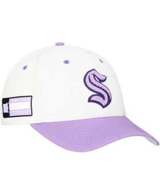 Fanatics - Men's White/Lavender Seattle Kraken Authentic Pro Hockey Fights Cancer Adjustable Hat