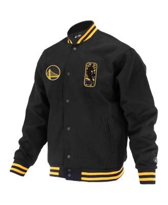 Men's and Women's Black Golden State Warriors Logoman Shadow Collection Full-Snap Varsity Jacket