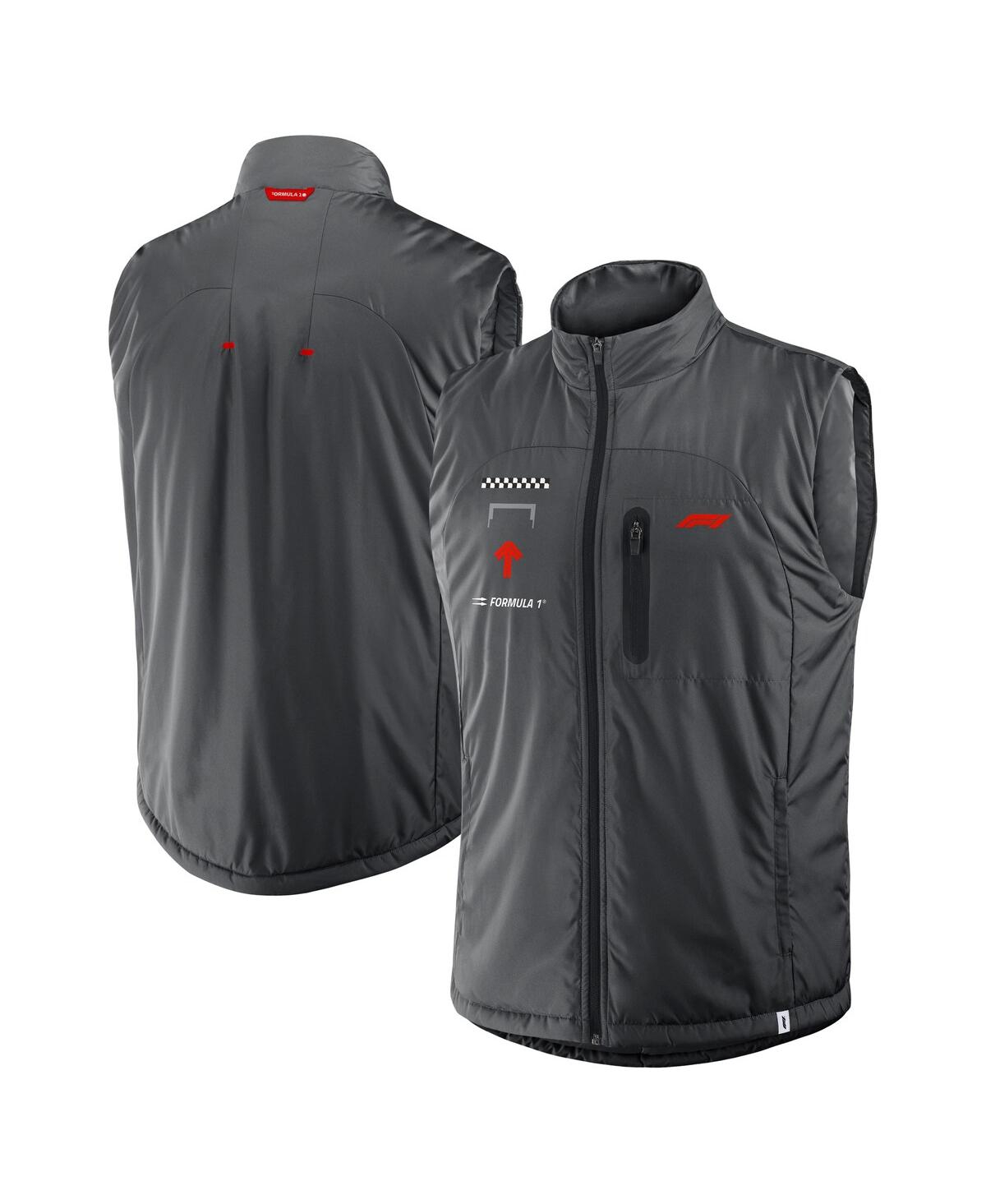 Men's Gray Tech Stacked Logo Gilet Full-Zip Vest - Gray