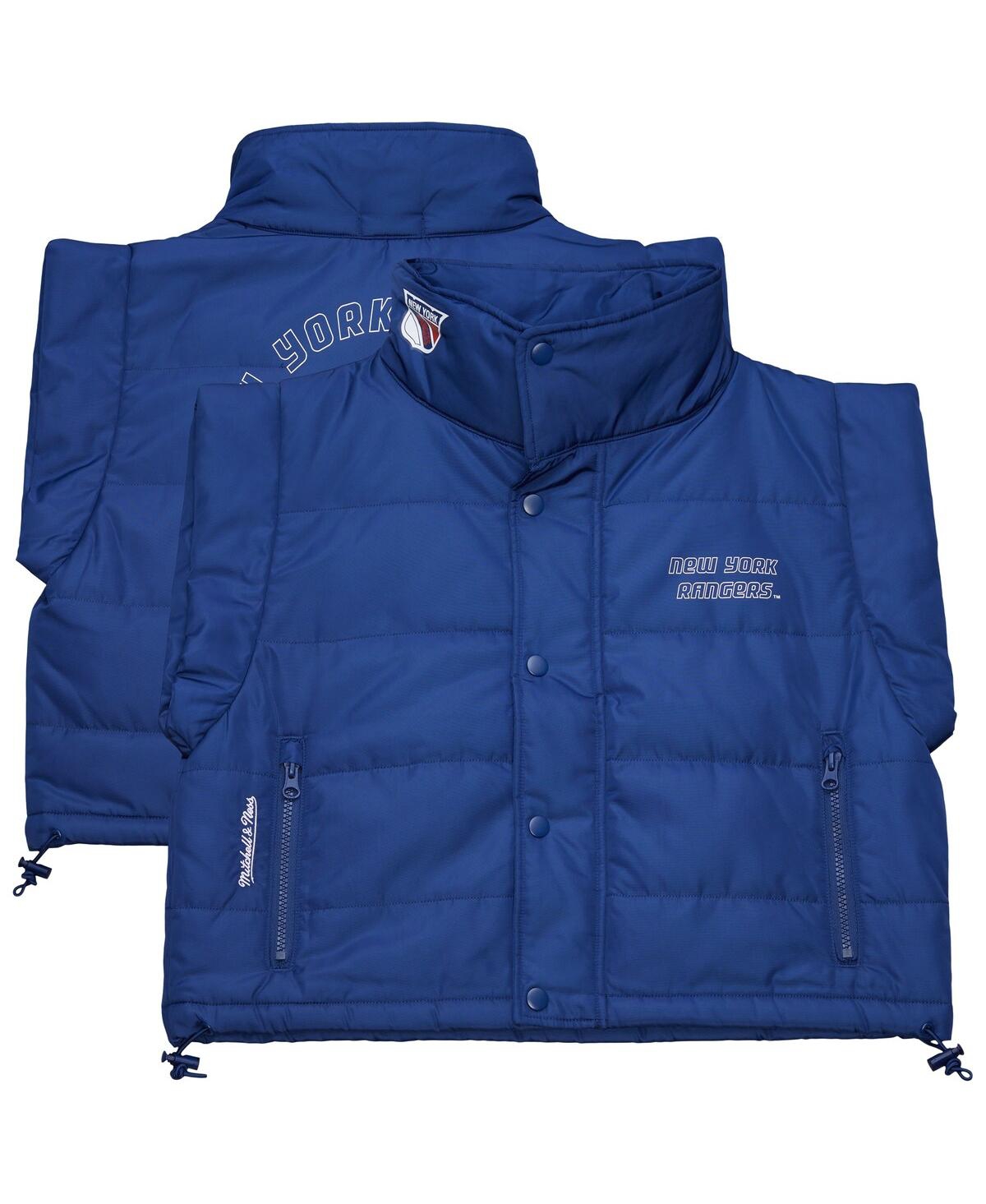Women's Blue New York Rangers Cropped Full-Zip Puffer Vest - Blue