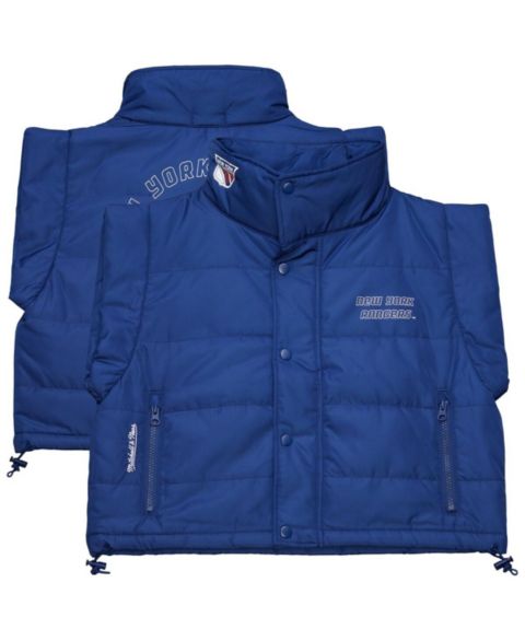Женские жилеты Mitchell & Ness Women's Blue New York Rangers Cropped Full-Zip Puffer Vest