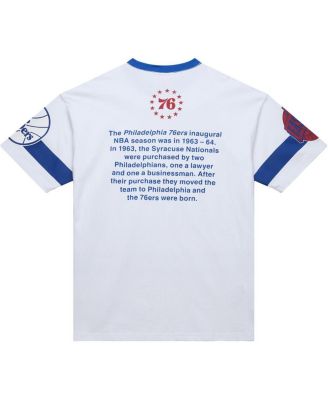 Men's and Women's White Philadelphia 76ers Hardwood Classics Vintage Team Origins Premium T-Shirt