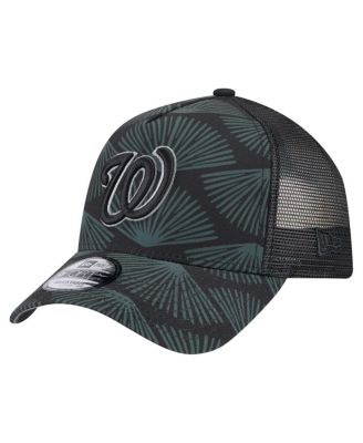 New Era - Men's Black Washington Nationals 9FORTY A-Frame Trucker Adjustable Hat
