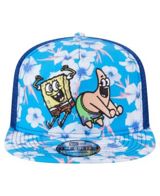 Men's Blue SpongeBob SquarePants Floral Golfer Snapback Hat
