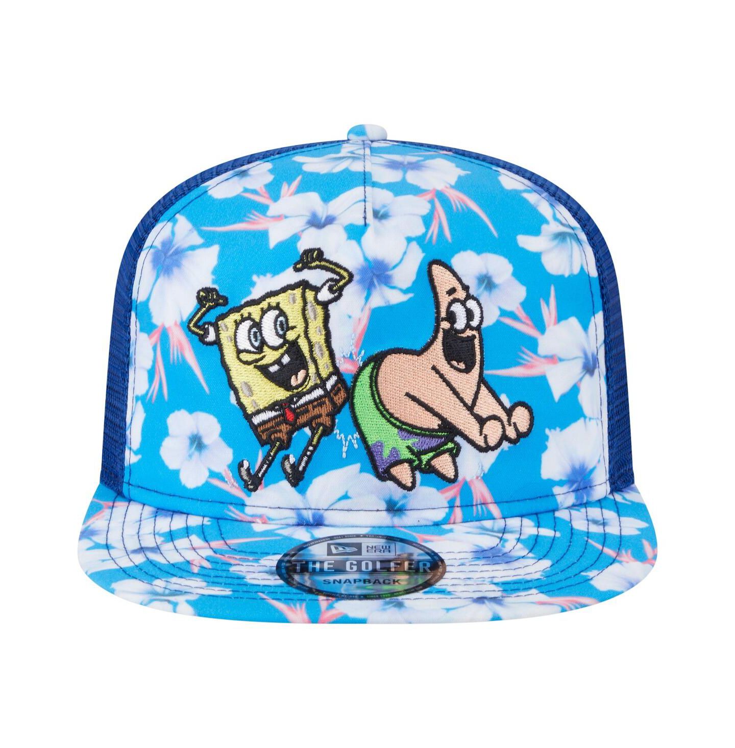 Мужская кепка New Era Blue SpongeBob SquarePants Floral Golfer Snapback Hat — фото 4