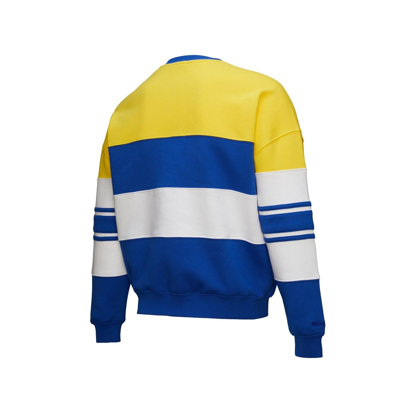 Женская толстовка Mitchell & Ness X Dannijo Gold/Royal Golden State Warriors Blocked Pullover — фото 4