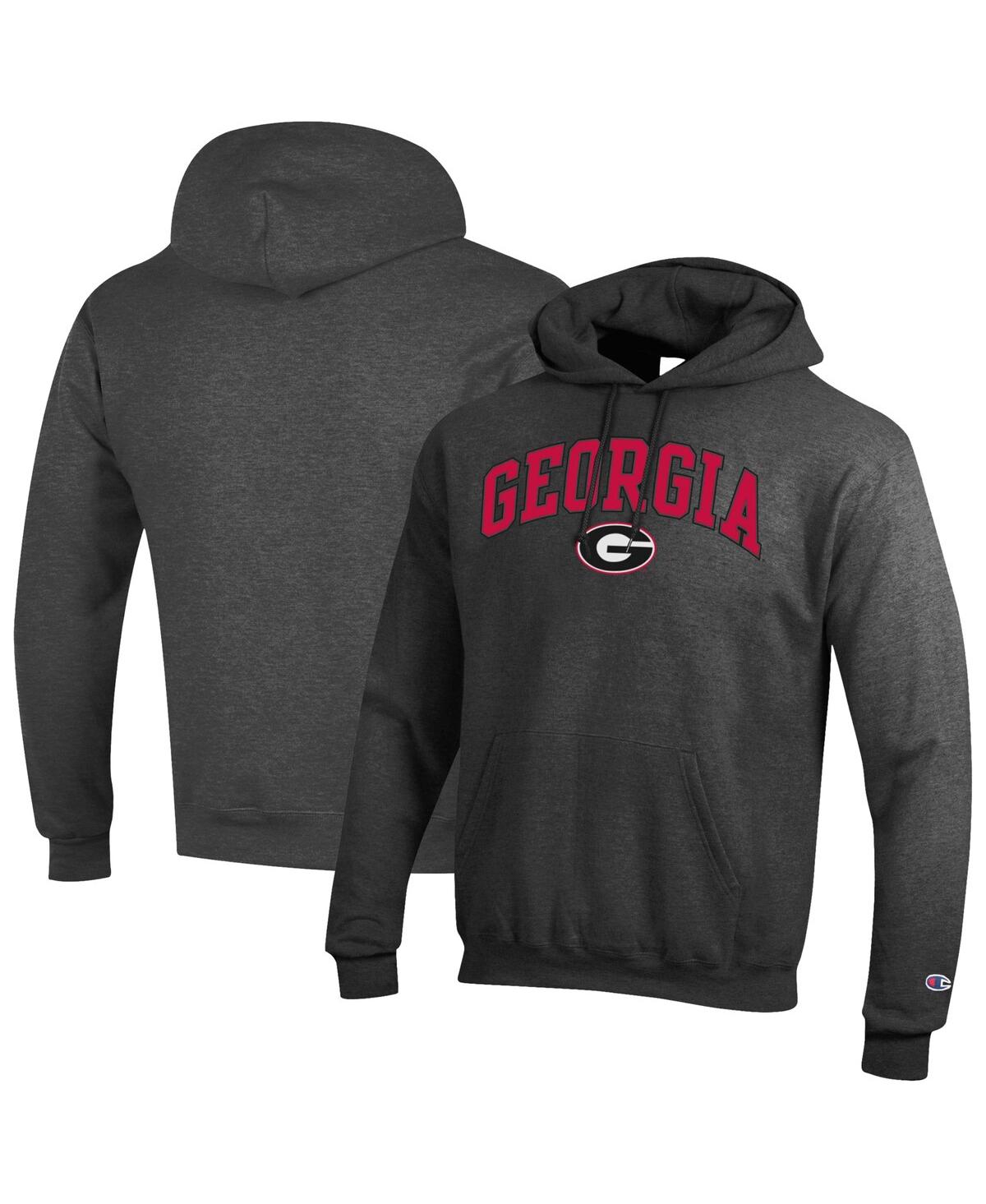 Men's Charcoal Georgia Bulldogs Arch Over Logo Pullover Hoodie Sweatshirt - Charcoal
