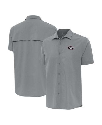 Antigua - Men's Gray Georgia Bulldogs Activate Woven Short Sleeve Button-Up Shirt