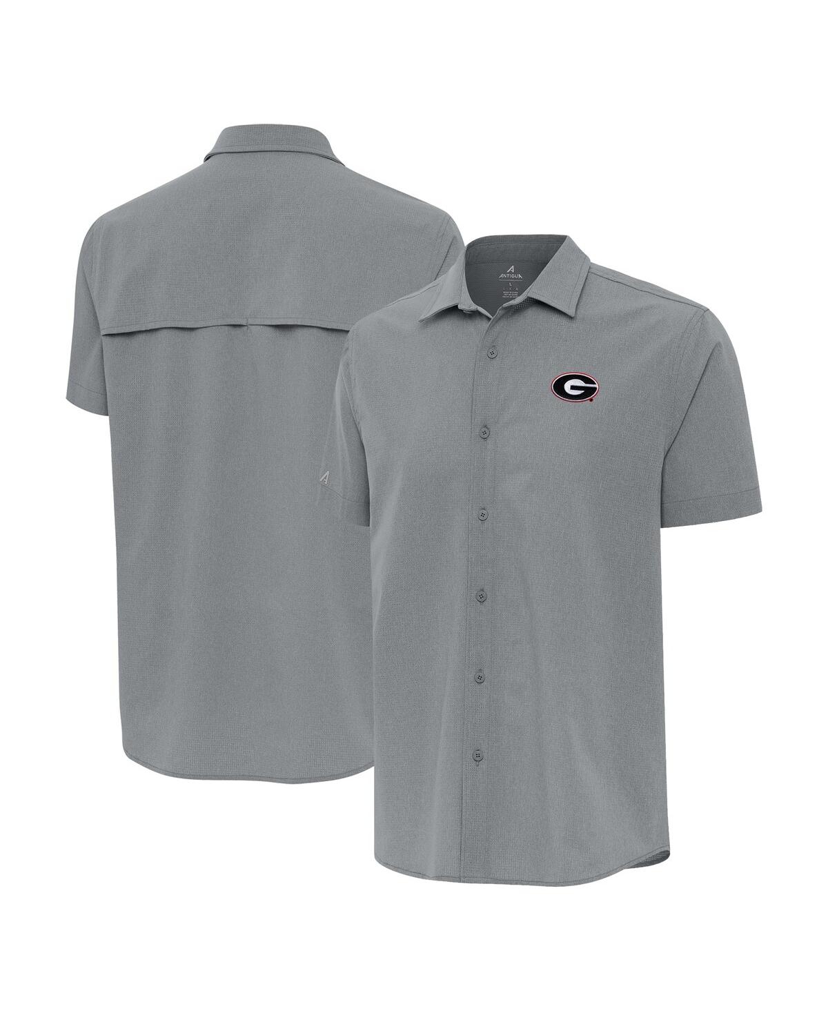 Men's Gray Georgia Bulldogs Activate Woven Short Sleeve Button-Up Shirt - Gray