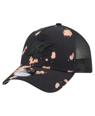 New Era - Men's Black Miami Dolphins Bleached 9FORTY A-Frame Adjustable Hat