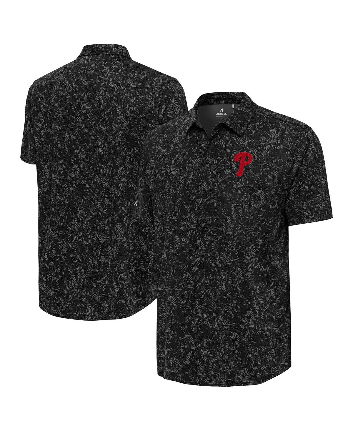 Men's Black Philadelphia Phillies Lush Button-Up Shirt - Black